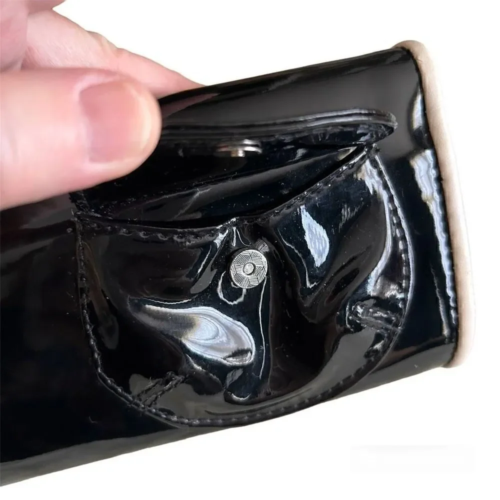 Black and White Patient Leather Buckle Vintage Inspired Clutch